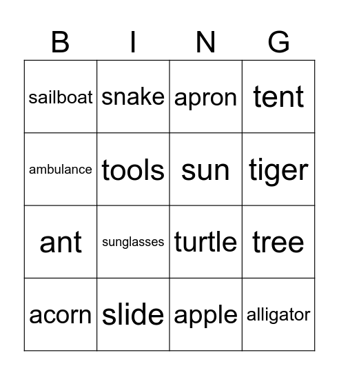 S-A-T Word Bingo Card