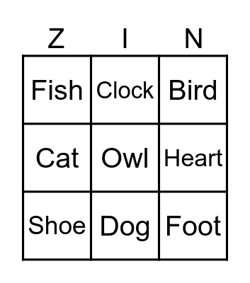 Peakley Zingo Board Bingo Card
