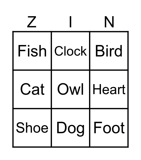 Peakley Zingo Board Bingo Card