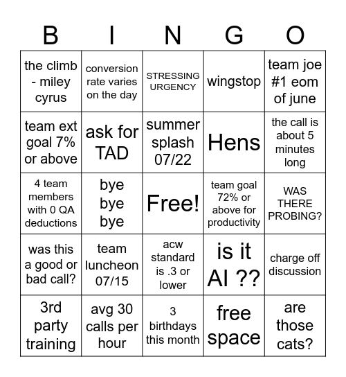 Untitled Bingo Card