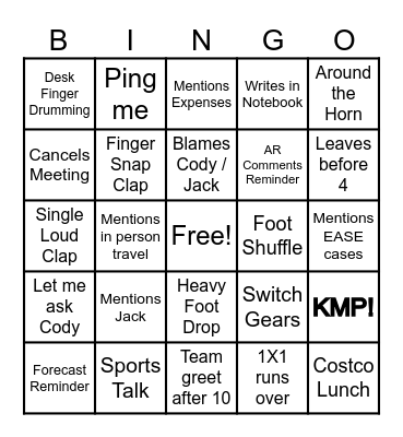 Adamisms Bingo Card