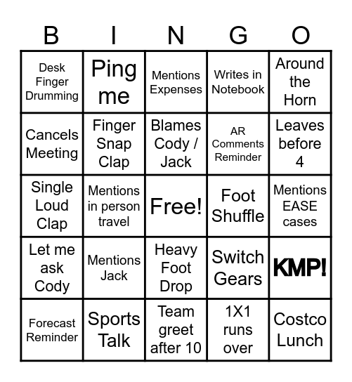 Adamisms Bingo Card