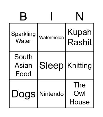 Talia 11 טליה Bingo Card