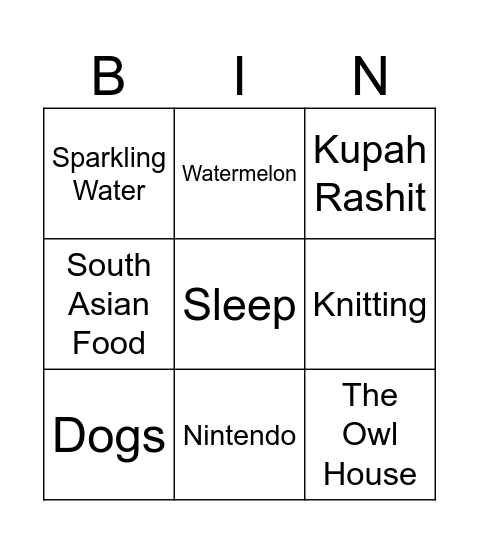 Talia 11 טליה Bingo Card