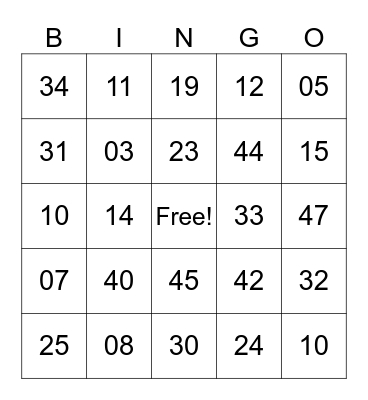 Bingo Card