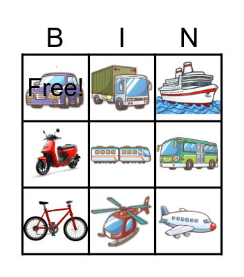 Transport Bingo Card
