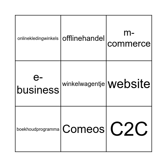 E-commerce Bingo Card