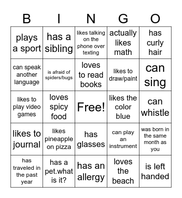 Find Someone Who... Bingo Card