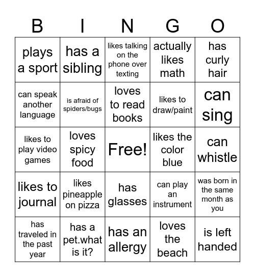 Find Someone Who... Bingo Card