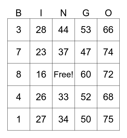 Untitled Bingo Card