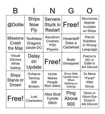 WC Update Day Bingo Card