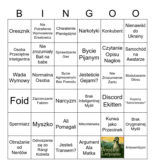 Siusiak Bingo Card