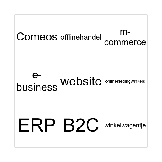 E-commerce Bingo Card