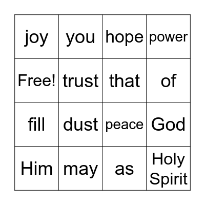 Romans 15:13 Bingo Card