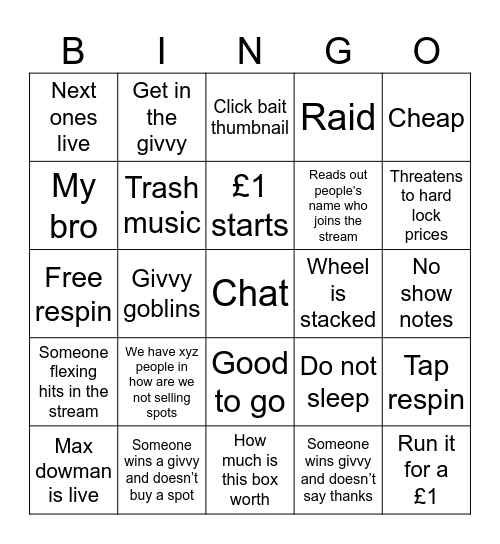 Untitled Bingo Card