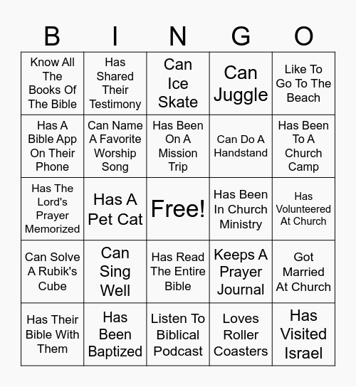 BETHANY BINGO Card