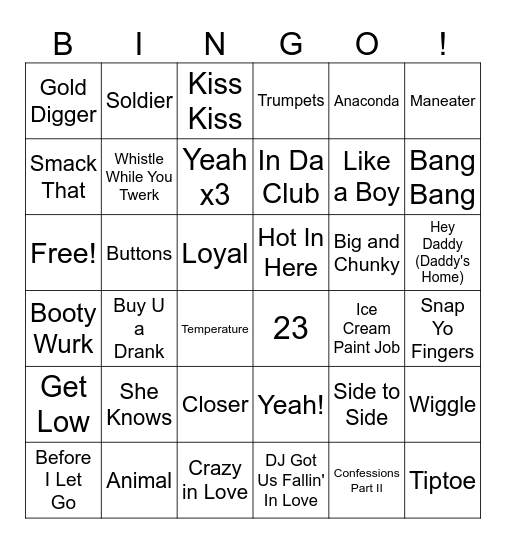 The Bri-Bees-"Love How This Is Literally Our Workout Playlist" Bingo Card