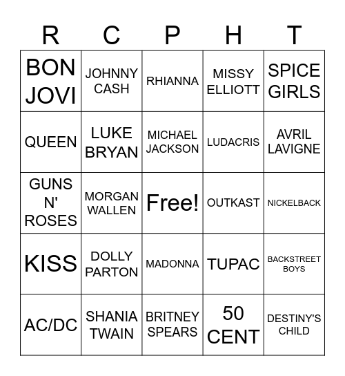 Music Week Bingo Card