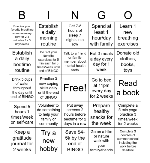 RG Bingo Card