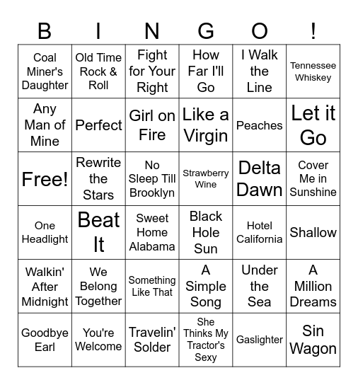 Mr. Chandler's Playlist-"It's Gonna Be Mostly P!nk" Bingo Card