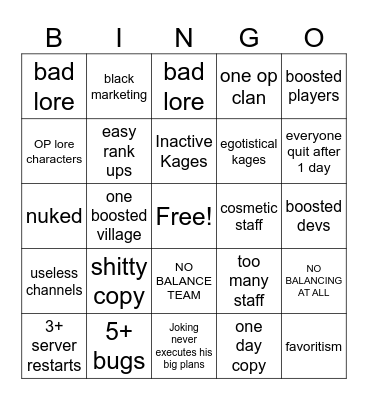 WHATEVER/COPY HEAVEN BINGO Card