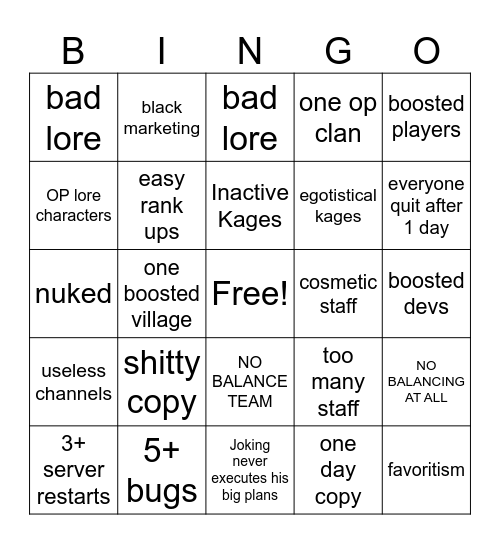 WHATEVER/COPY HEAVEN BINGO Card