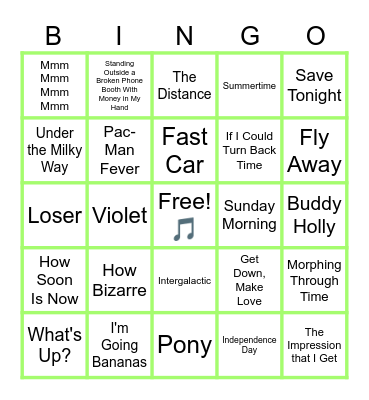 MUSIC BINGO at the Ann Arbor Eagles!  The 90s In All Its Variety! 😎 Bingo Card