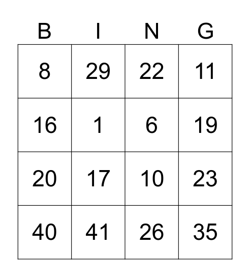 Bingo Card