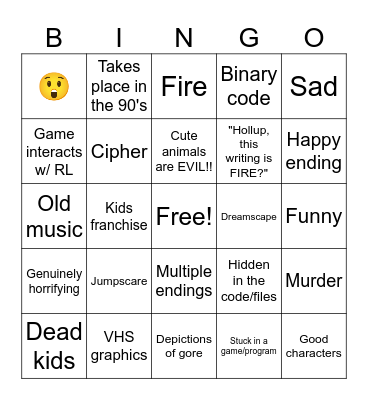 Mascot horror Bingo Card