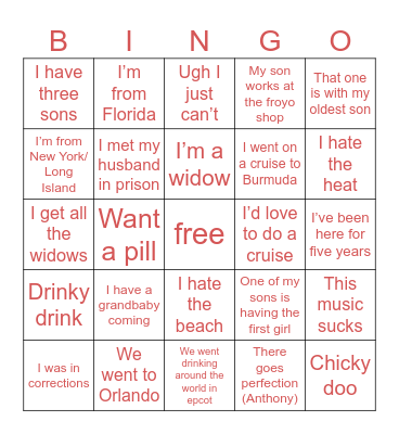 Dawn Bingo Card