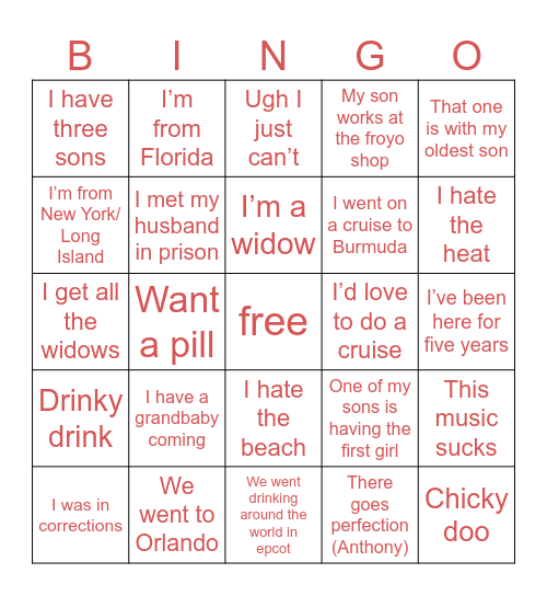 Dawn Bingo Card