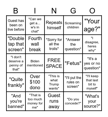 Deano Bingo Card