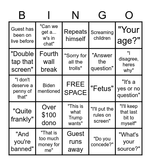 Deano Bingo Card