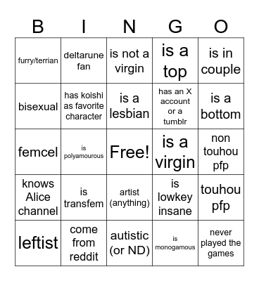 TGK newcomer (offensive one) bingo Card