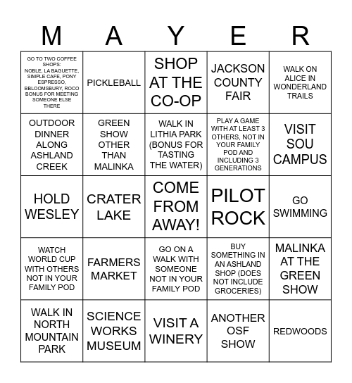 REUNION BINGO 2026 Bingo Card