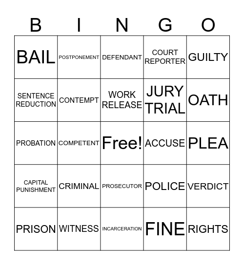 TRIAL COMPETENCY Bingo Card