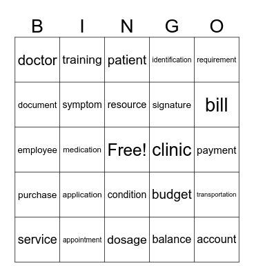 Power Word Bingo Card