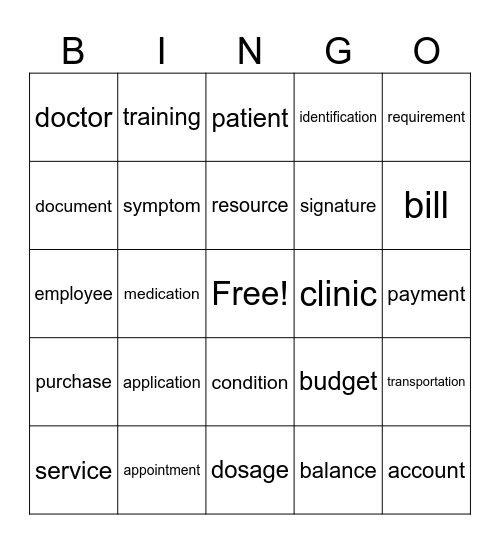 Power Word Bingo Card