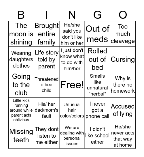 P.T.C. BINGO Card