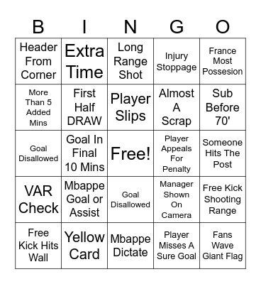 FRA v MAR BINGO Card