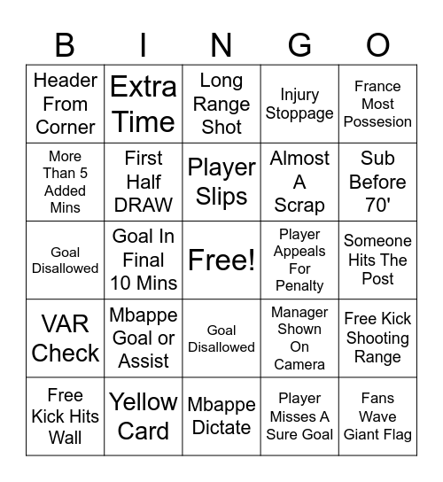 FRA v MAR BINGO Card