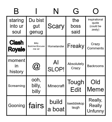 tic tac bingo Card