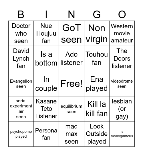 Maxine Bingo Card