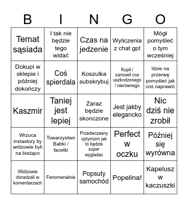 Hubert Majster Bingo Card