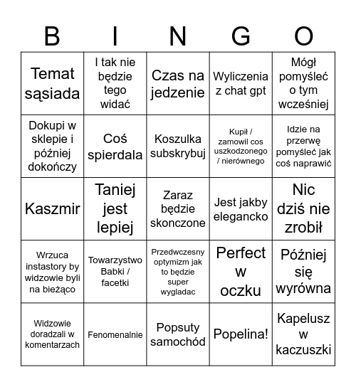 Hubert Majster Bingo Card
