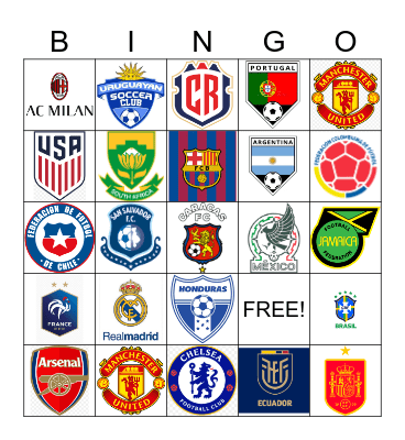 Soccer Teams Bingo Card