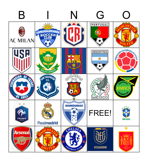 Soccer Teams Bingo Card