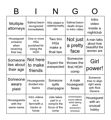 BB28 Bingo Card