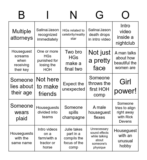 BB28 Bingo Card