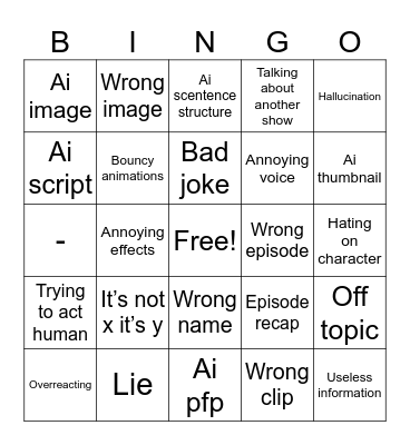 Ai spongetube bingo Card